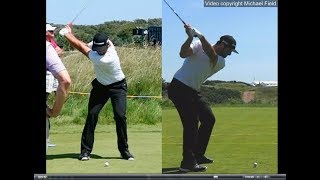 Jon Rahm golf swing  Long Iron faceon amp downtheline July 2017 [upl. by Hannahoj]