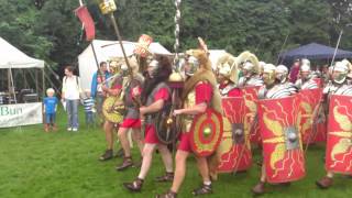 Roman Reenactment at the Amphitheatre in Caerleon Marching In [upl. by Klockau532]