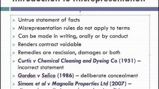 Misrepresentation Lecture 1 of 4 [upl. by Devan]